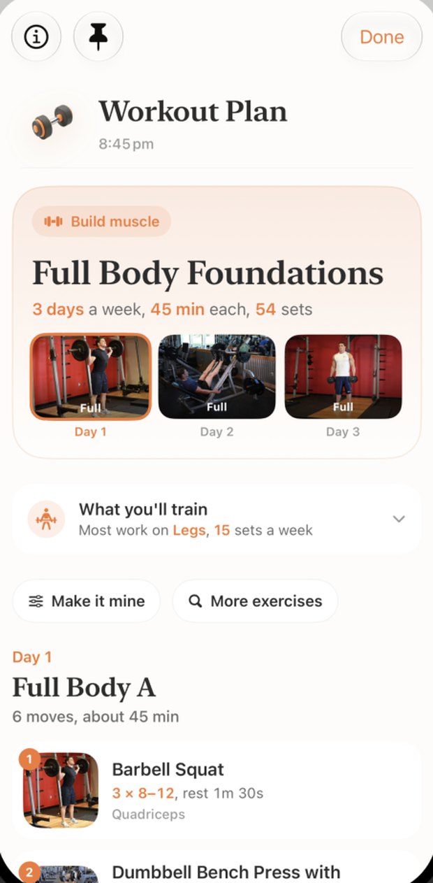 EXO full body workout plan, 3 days a week, 45 minutes each