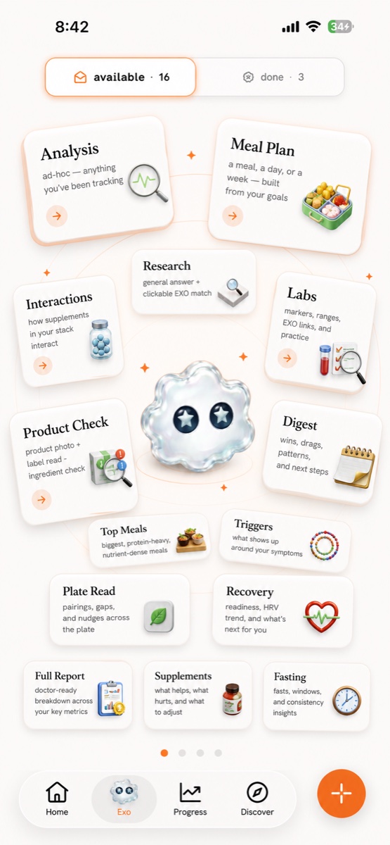 EXO task universe with available tasks